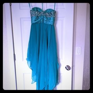 High Low Teal Prom Dress